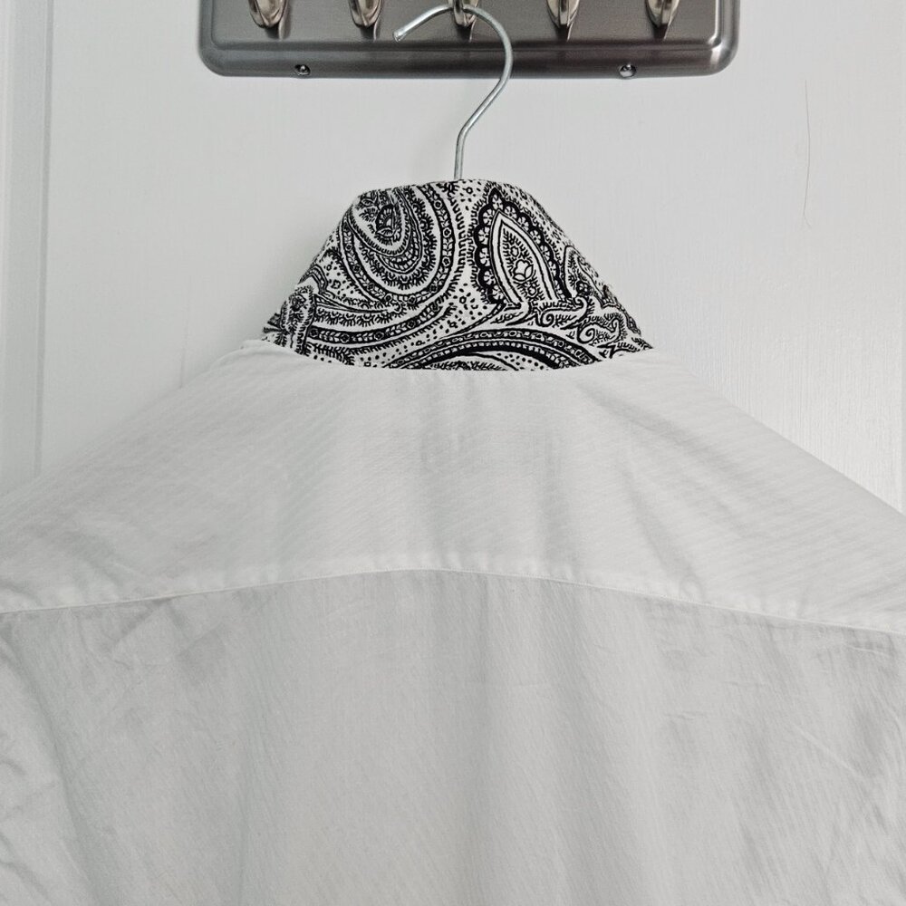 Etro SPA Contrast Paisley Collar & Cuffs Dress Shirt – Size 39 (US M), White - Picture 10 of 11